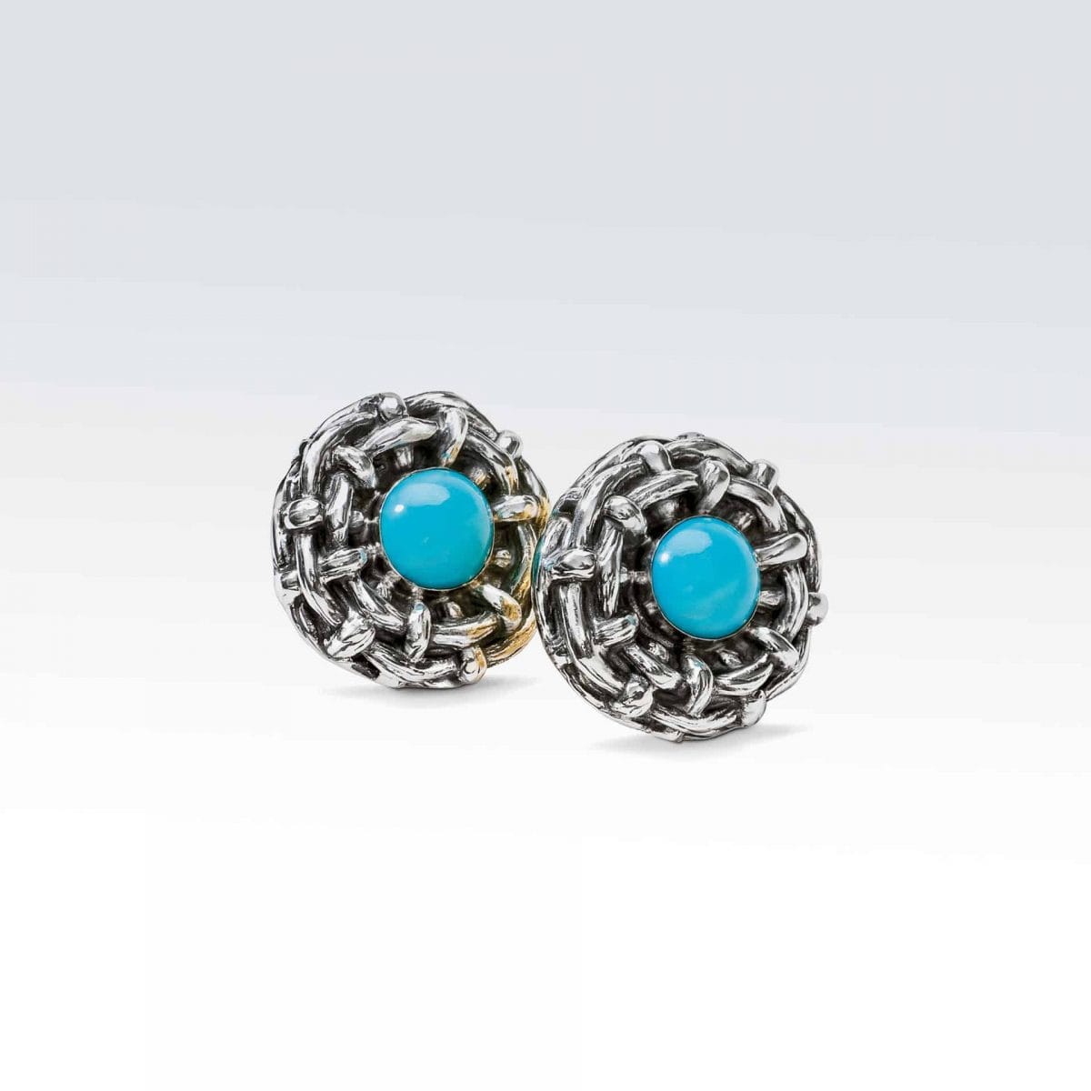 Sterling Silver Turquoise Bamboo Earrings