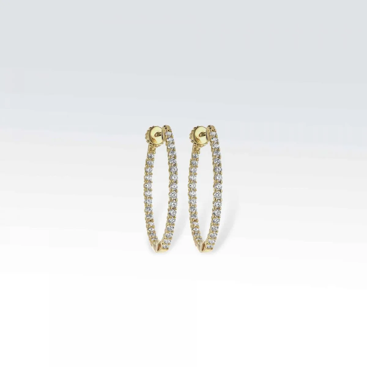 Yellow Gold Diamond Hoop Earrings