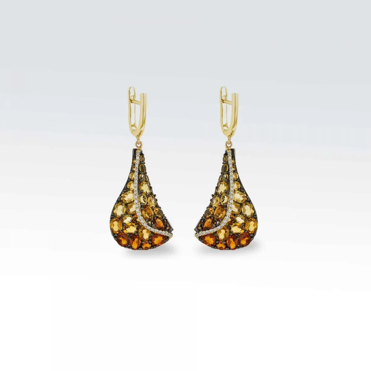 White Gold Earrings with Citrine and Diamonds