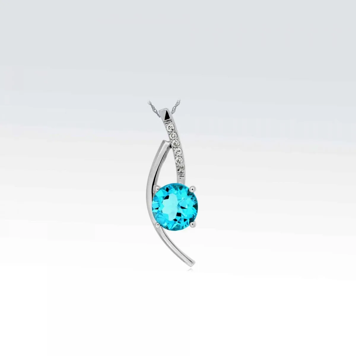 White Gold Blue Topaz Pendant