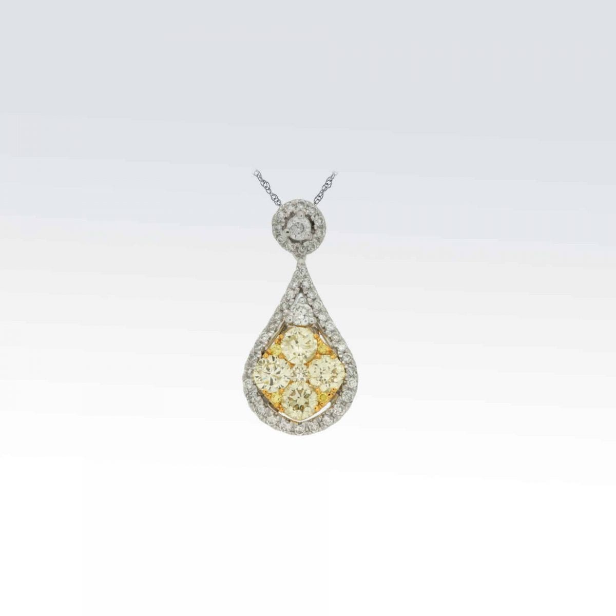 White Gold Diamond & Yellow Diamond Pendant with Diamonds