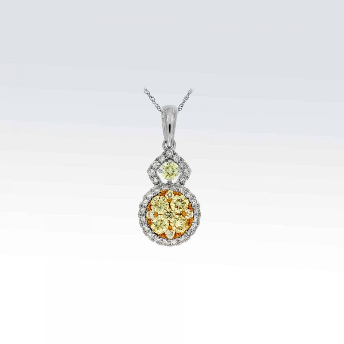 White Gold Diamond & Yellow Diamond Pendant