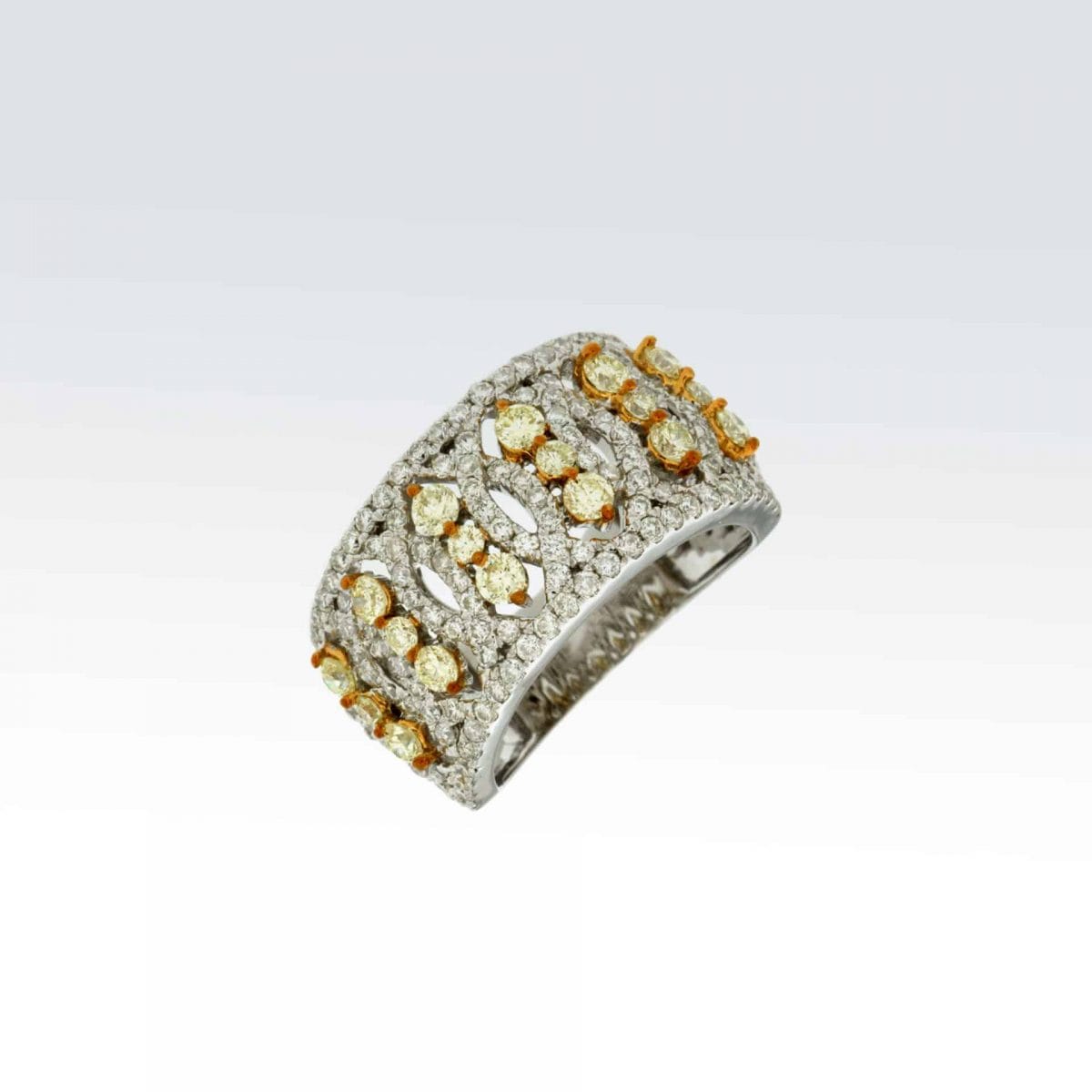 White Gold Diamond & Yellow Diamond Ring