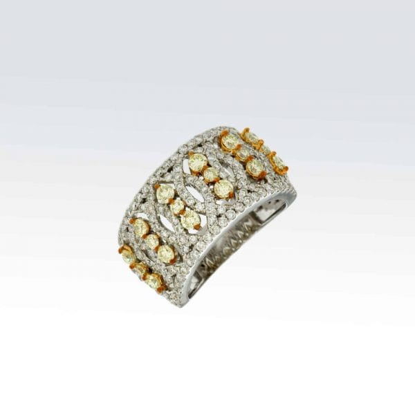 White Gold Diamond & Yellow Diamond Ring