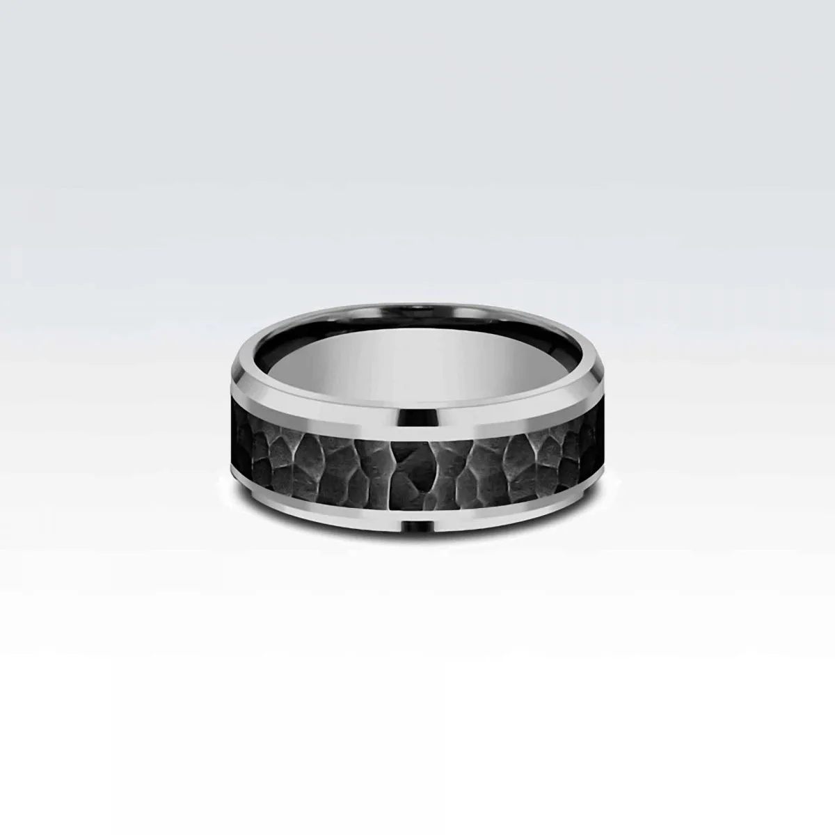 GREY TANTALUM & TITANIUM COMFORT-FIT  DESIGN RING - Image 2