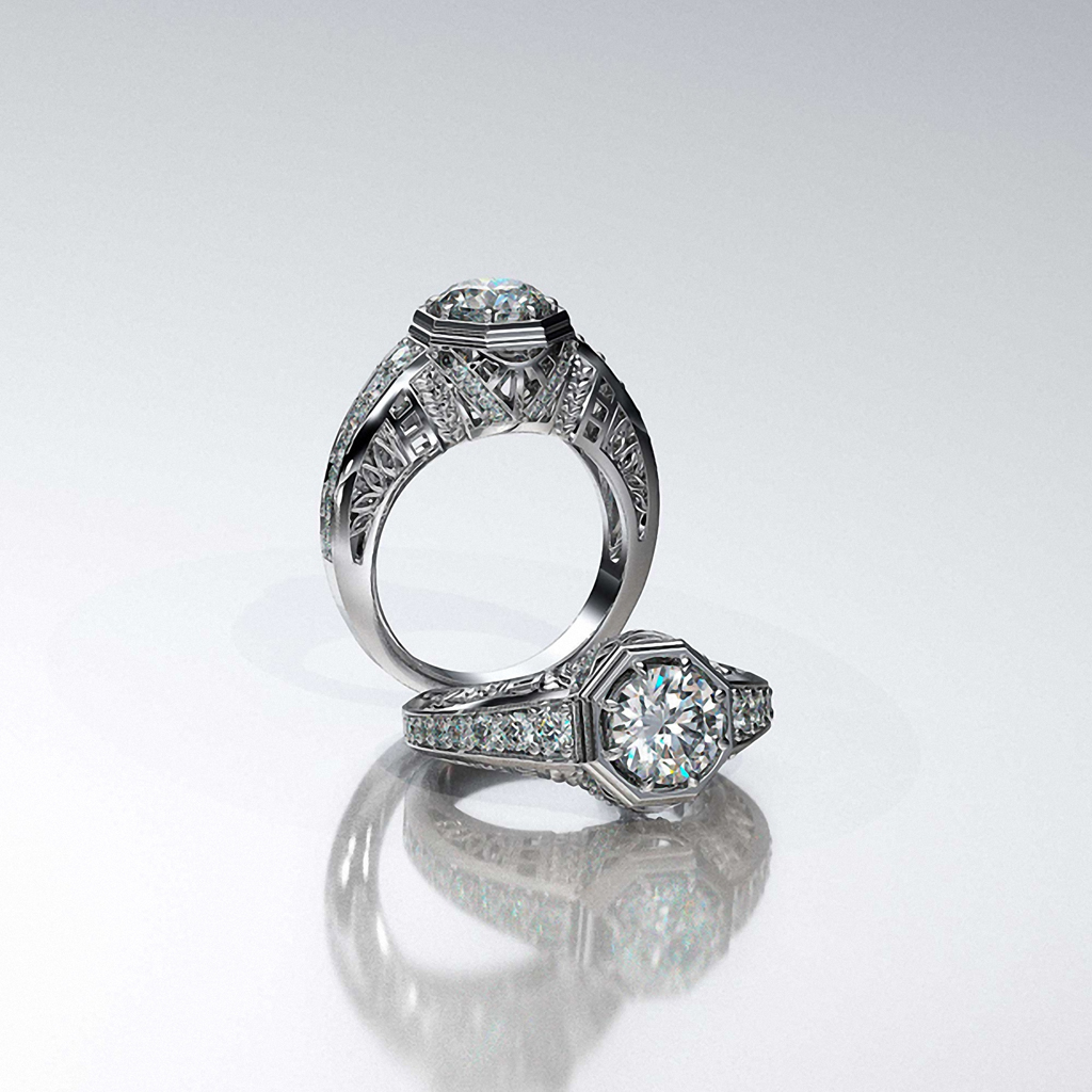 Vintage Style Custom ring with Diamonds